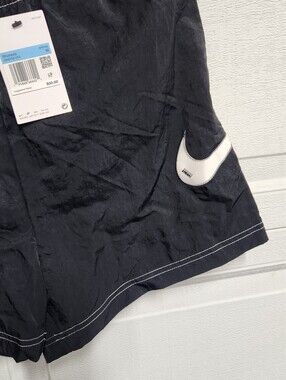 Nike Loose Fit High Rise Black Swoosh Shorts Womens Medium New